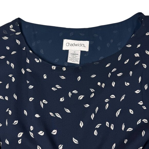 100% Silk Printed Maxi Dress SZ 12 Dark Blue Empire Waist Flowy Feminine A-Line - Picture 10 of 16